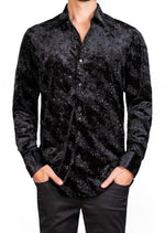 Black Luxe Rhinestone Velvet Shirt