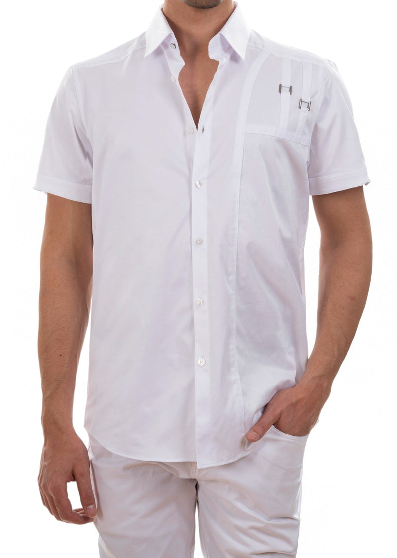 White Double Buckle Shirt