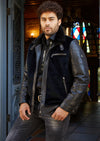 Black Calf Hair Waxed Biker Jacket