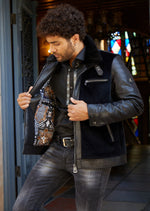 Black Calf Hair Waxed Biker Jacket