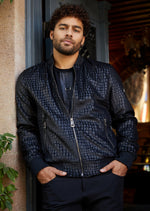 Black Croc Velvet Bomber Jacket