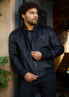 Black Croc Velvet Bomber Jacket