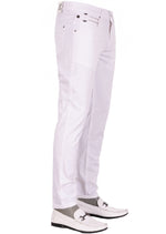 White Buckle Studded Tech Pants