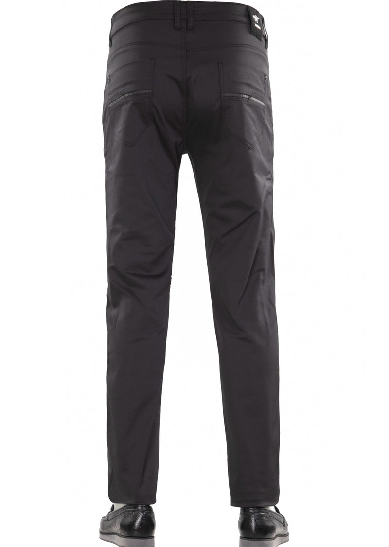 Black Pipe Detailed Tech Pants