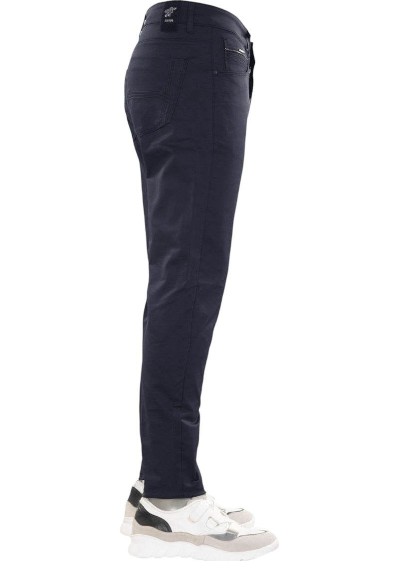 Navy Quilted Zipper Tech Pants