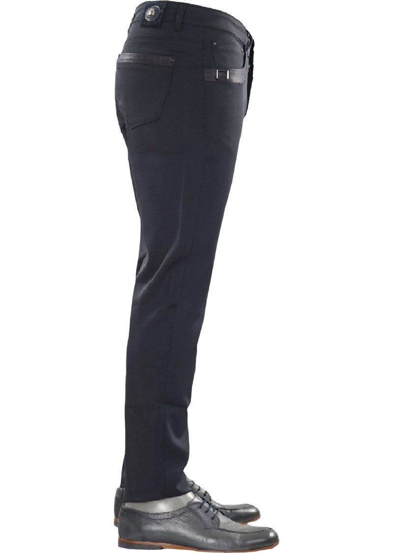 Navy Square Buckle Tech Pants