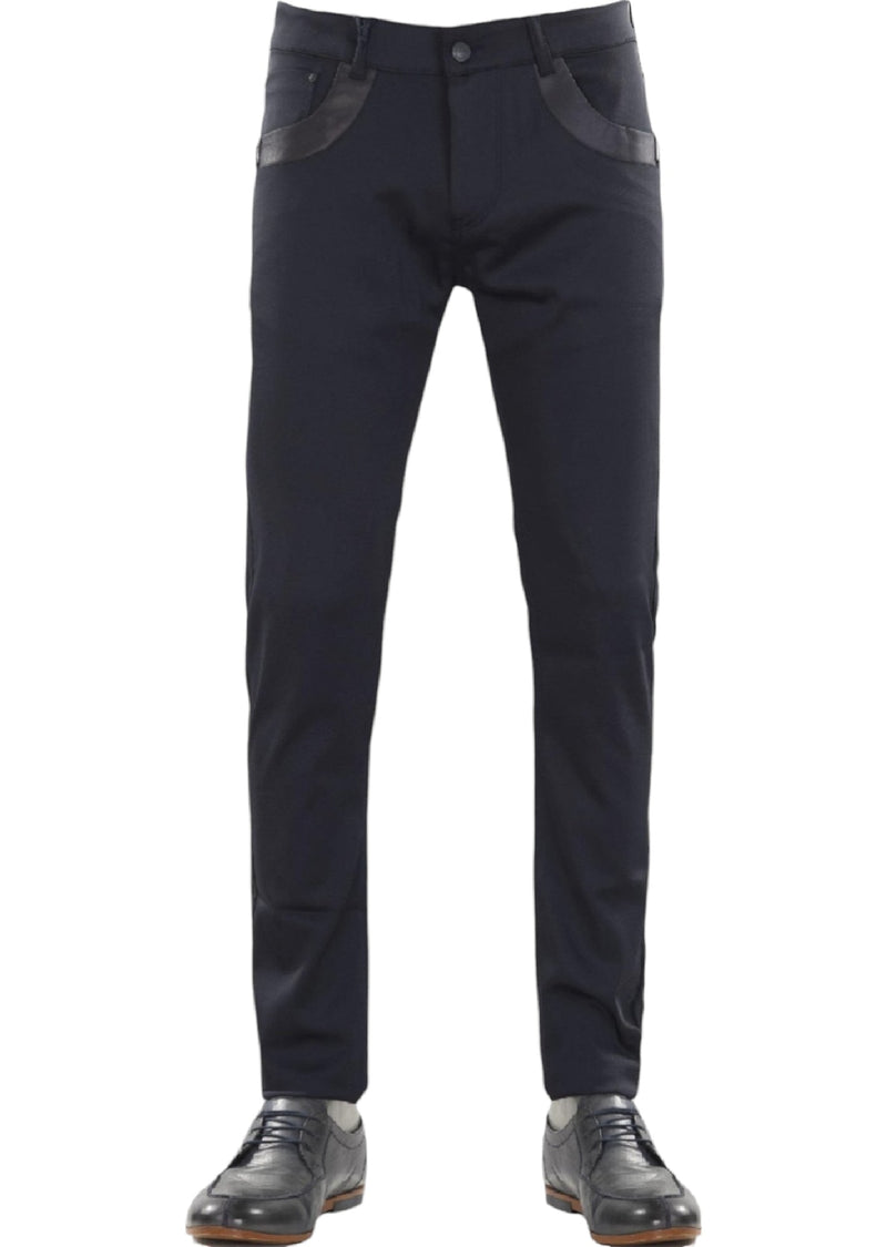 Navy Square Buckle Tech Pants