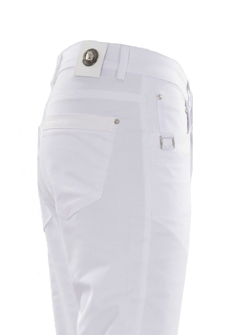 White Square Buckle Tech Pants