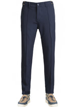 Navy Gold Buckle Seamed Pants