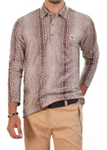 Brown Alligator Tech Long Sleeve Polo