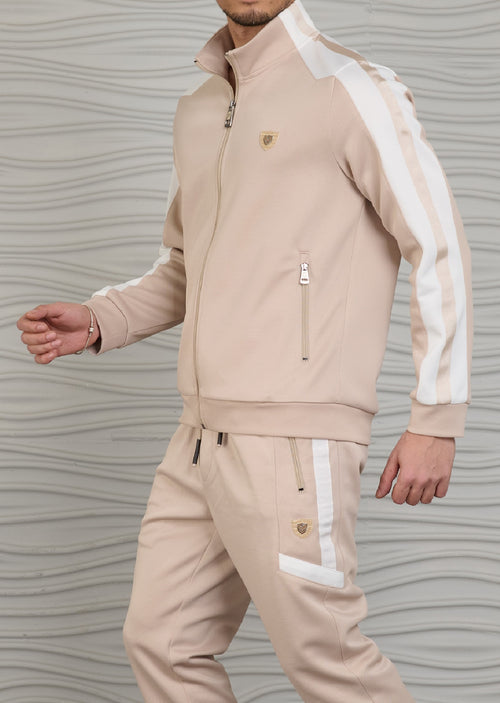 Beige Contrast 2-pcs Tracksuit