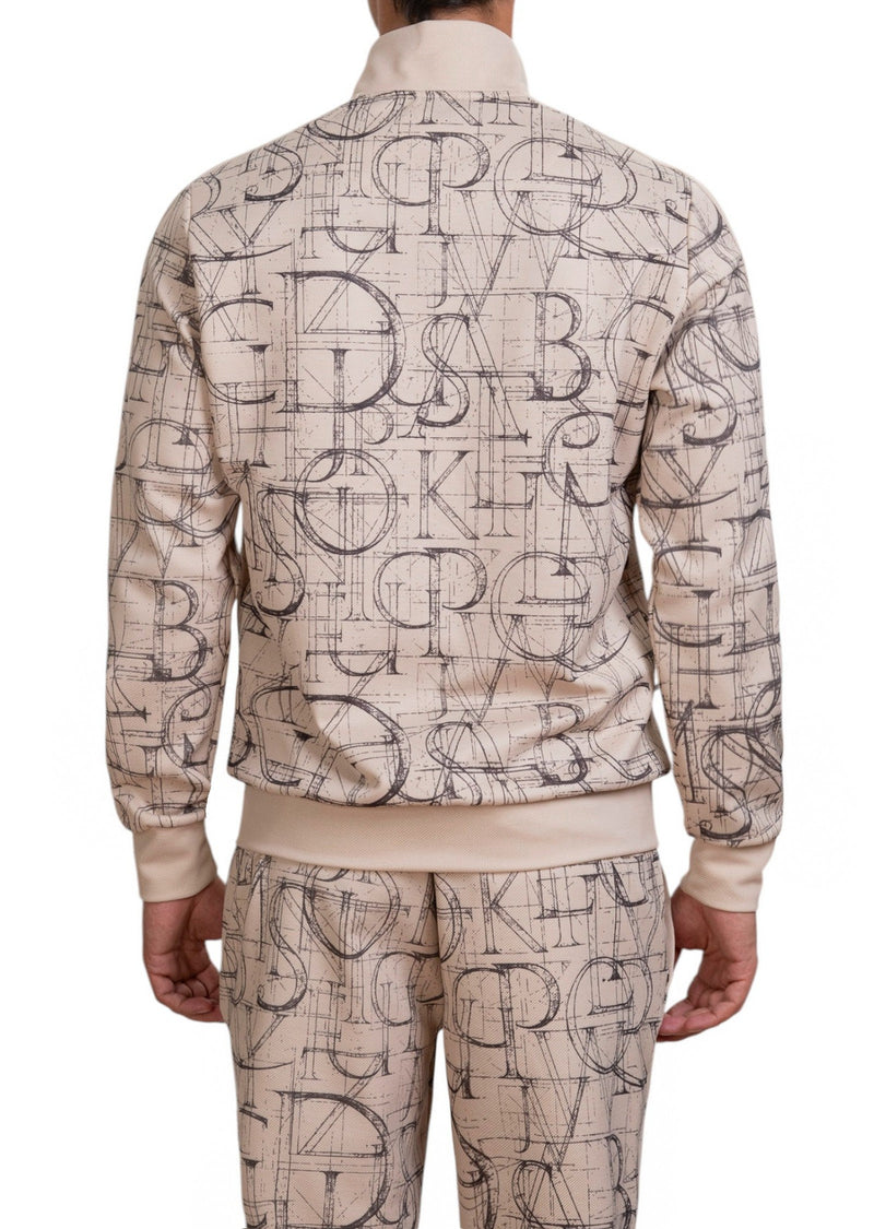 Beige Letters 2-pcs Tracksuit