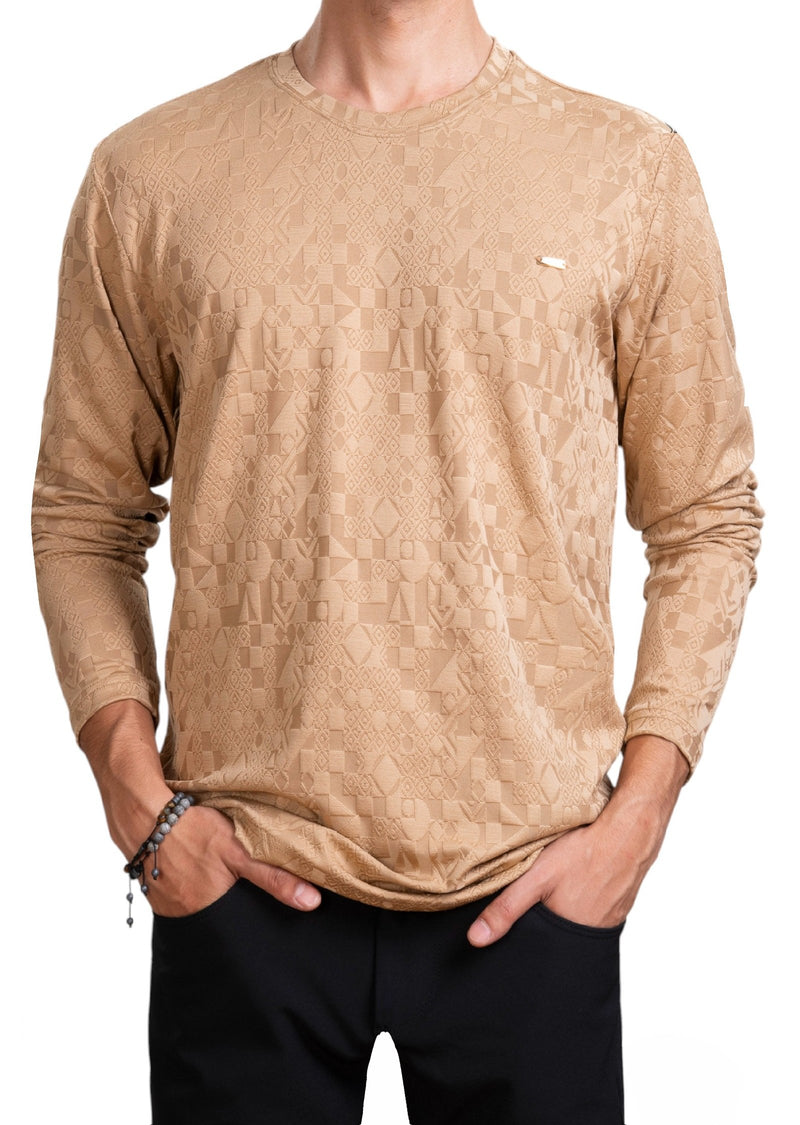 Beige Diamond Collage Knit Sweater