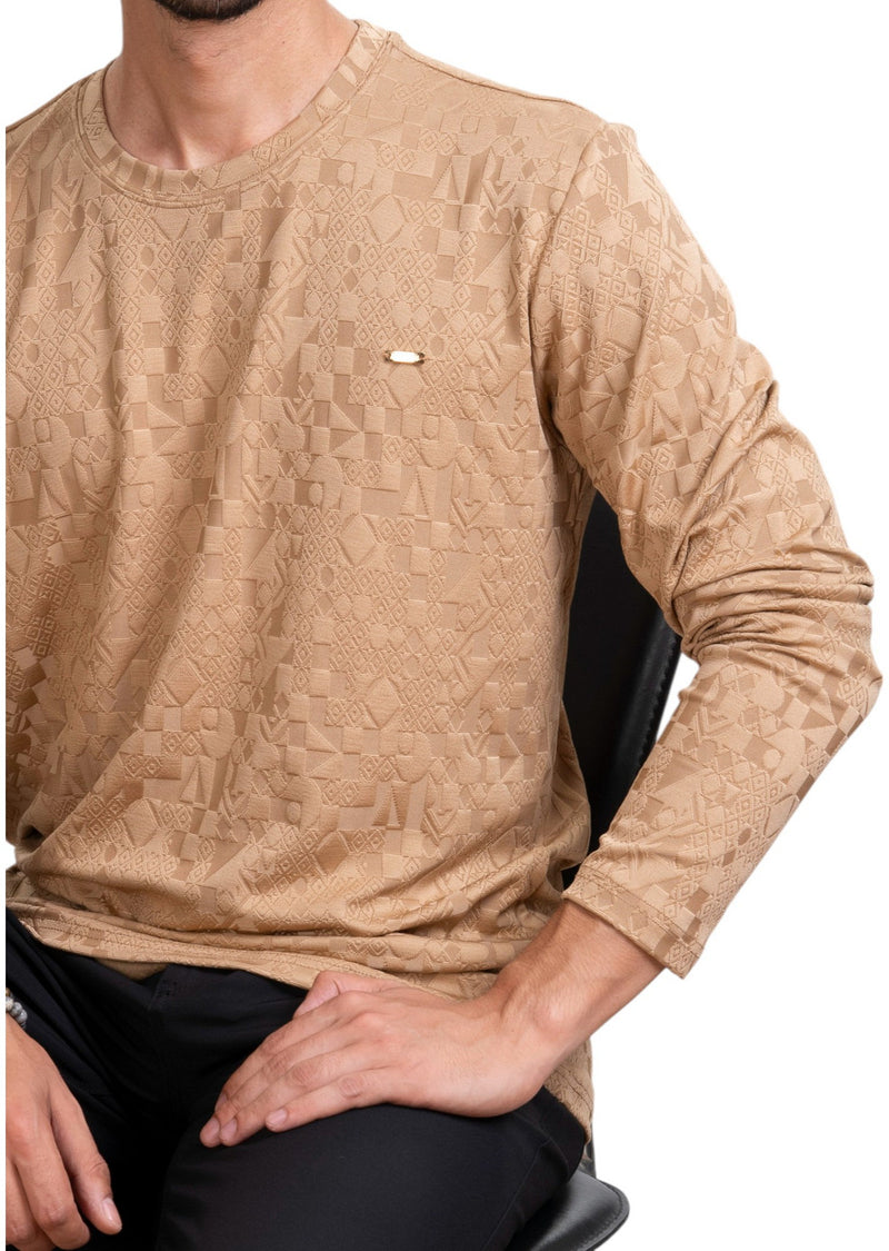 Beige Diamond Collage Knit Sweater