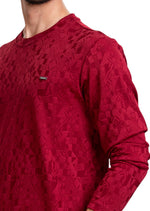 Burgundy Diamond Collage Knit Sweater