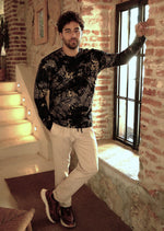 Black Gold Trace Faded Knit Sweater