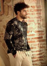 Black Gold Trace Faded Knit Sweater