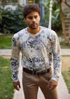 White Gold Trace Faded Knit Sweater