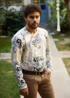 White Gold Trace Faded Knit Sweater