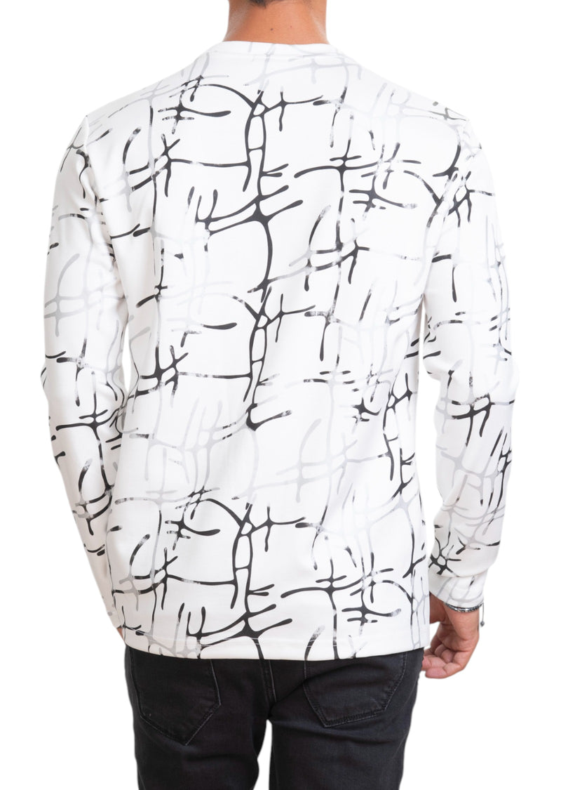 White Silver Veins Tech Sweater