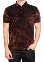 Brown Mosaic Paisley Velvet Polo