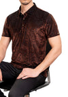 Brown Mosaic Paisley Velvet Polo