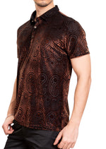 Brown Mosaic Paisley Velvet Polo