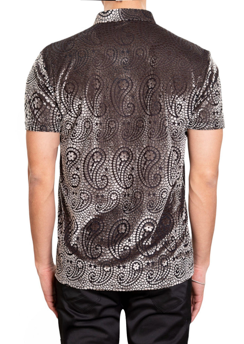 Bronze Mosaic Paisley Velvet Polo