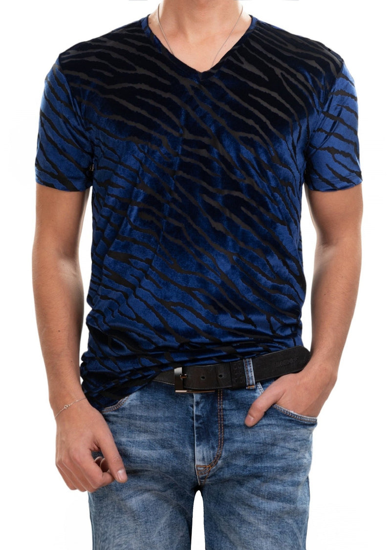 Royal Blue Zebra Velvet Tee