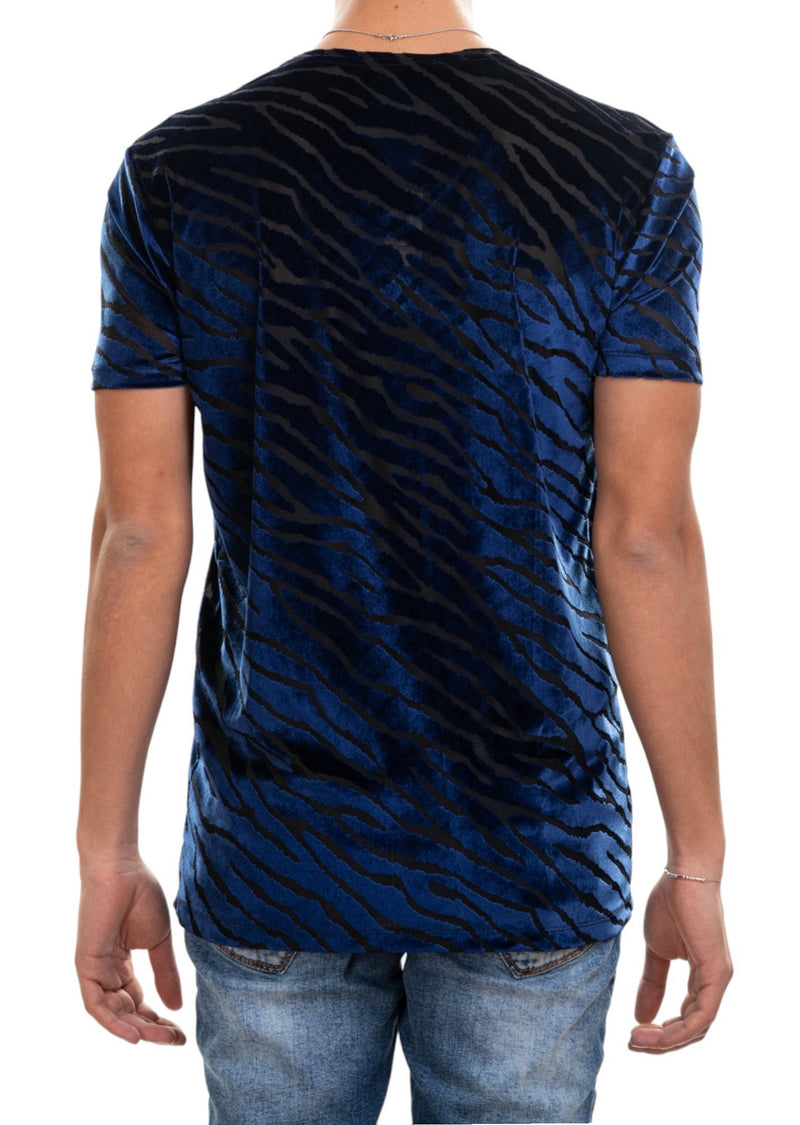 Royal Blue Zebra Velvet Tee