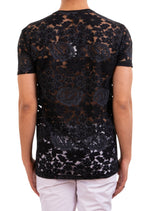 Black Floral Sheer Lace Tee