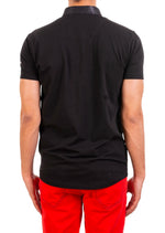 Black Baroque Pocket Print Polo