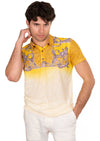 Yellow Crest Meander Linen Polo