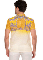 Yellow Crest Meander Linen Polo