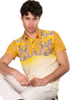 Yellow Crest Meander Linen Polo