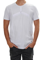 White Front Panel Buckle Tee