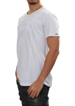 White Front Panel Buckle Tee