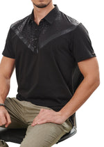 Black Partial Tech Snake Polo