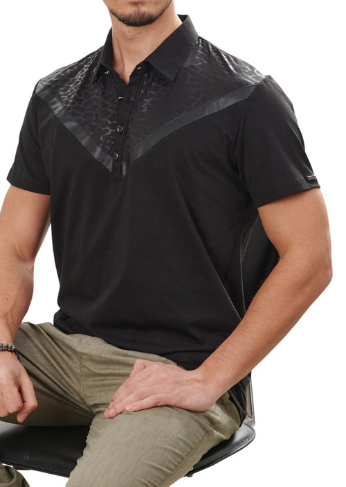 Black Partial Tech Snake Polo