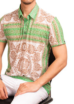 Green Beige Devore Baroque Polo