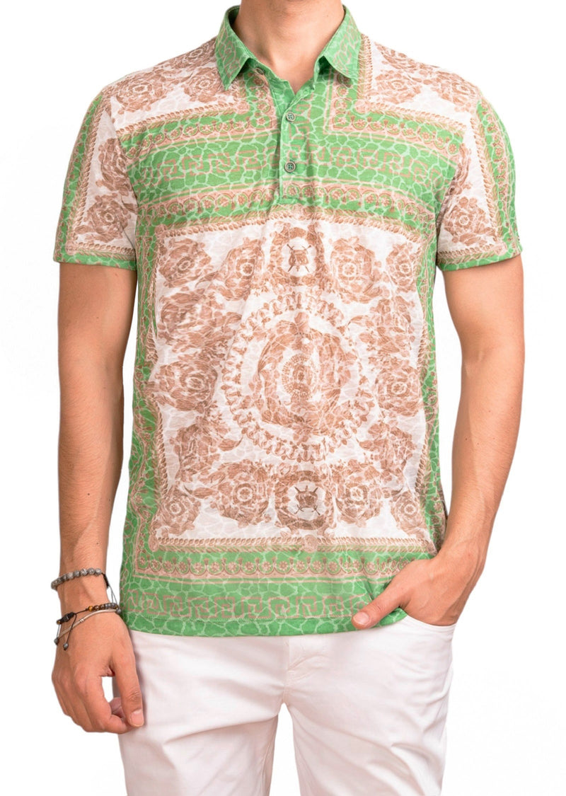 Green Beige Devore Baroque Polo