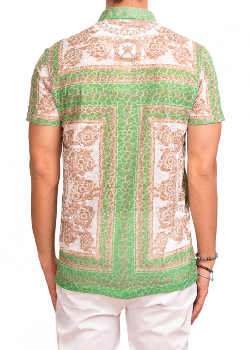 Green Beige Devore Baroque Polo