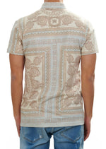 Beige Blue Devore Baroque Polo