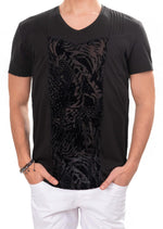 Black Leopard Partial Velvet Tee