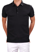 Black Partial Lace Detailed Polo