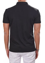 Black Partial Lace Detailed Polo