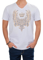 White Fleur Delis Wings Rhinestone Tee