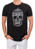 Black Bandana Skull Rhinestone Tee