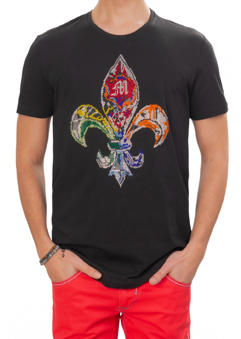 Black Fleur De Lis Rhinestone Tee