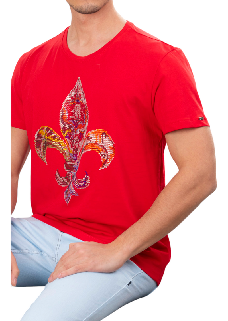 Red Fleur De Lis Rhinestone Tee